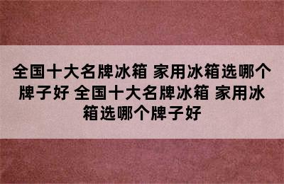 全国十大名牌冰箱 家用冰箱选哪个牌子好 全国十大名牌冰箱 家用冰箱选哪个牌子好